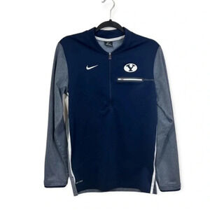 BYU Nike Dri-Fit 1/2 Zip Pullover Jacket Navy and‎ White Size XS